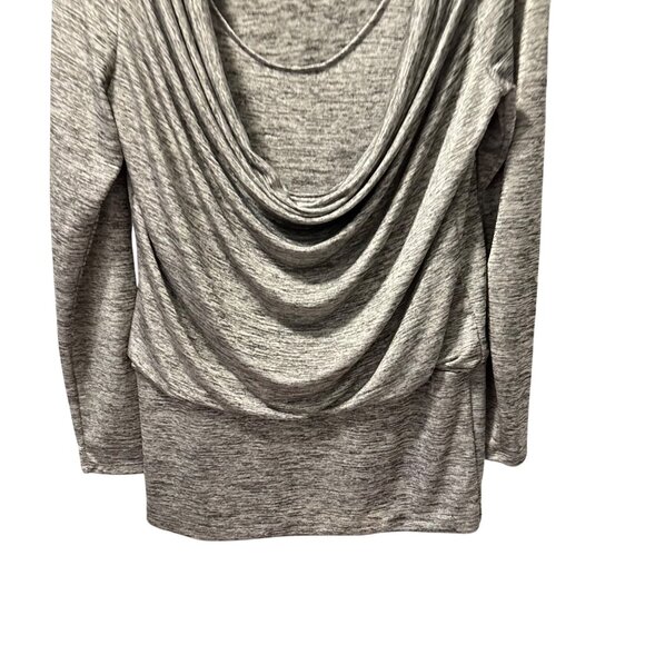 White House Black Market Gray Drape Neck Long Sleeve Top Sz M blouse - Picture 12 of 12
